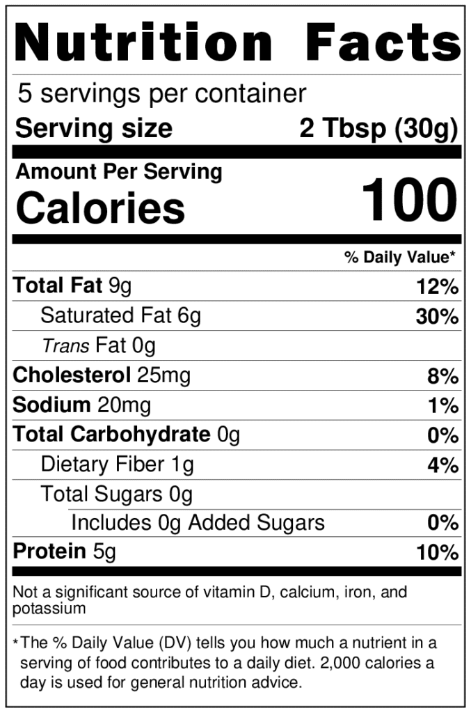 bresse bleu Nutrition Label